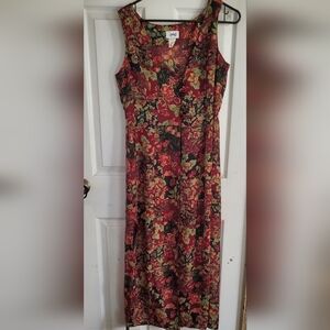 Judys Vintage All Over Floral Print Maxi Kimono Style Open Front Dress, Size 7